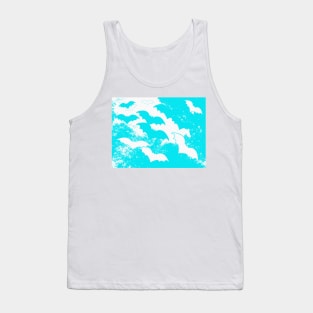 White Bats In Flight Cyan Tank Top